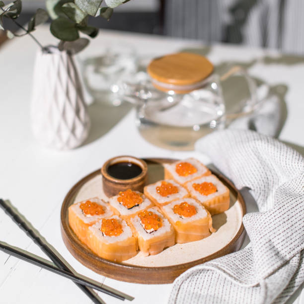 istock Sushi roll Philadelphia with salmon and caviar 1290266794