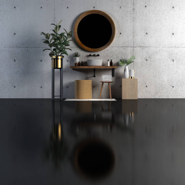 istock Modern bathroom and concrete wall texture background interior design 1290273034