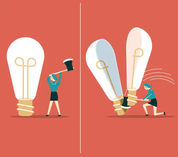 Vector illustration of Separation - light bulb