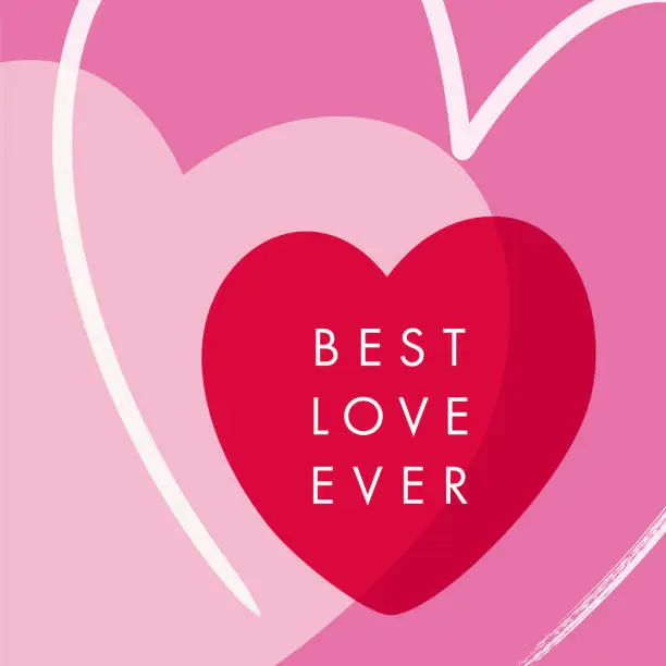 Vector illustration of Valentine’s Day greeting card with hearts background.