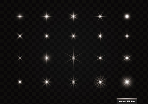 Glittering light material, 20 kinds. Vector Illustration Set