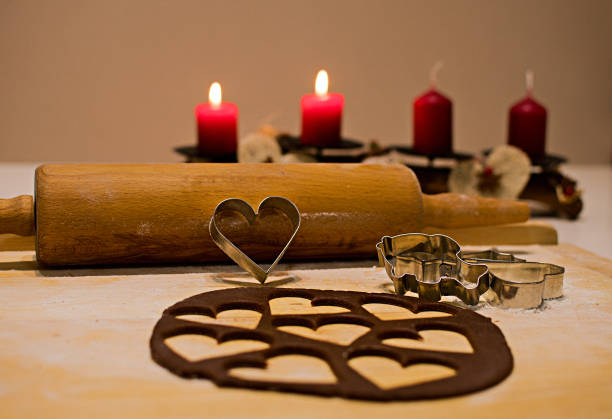 Advent time: candles, preparation for Christmas, baking gingerbread and cookies