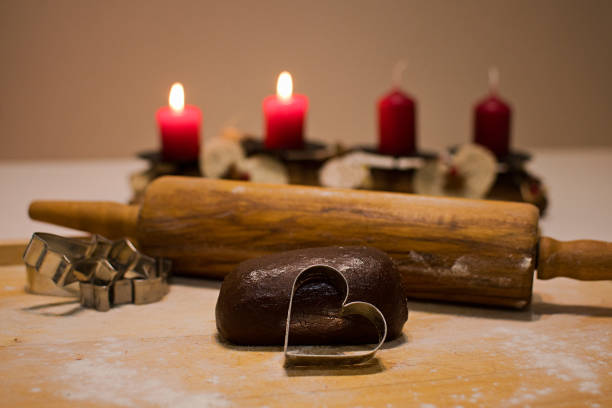 Advent time: candles, preparation for Christmas, baking gingerbread and cookies