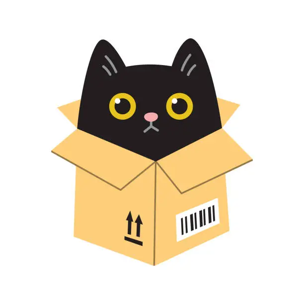 Vector illustration of Cat in a box
