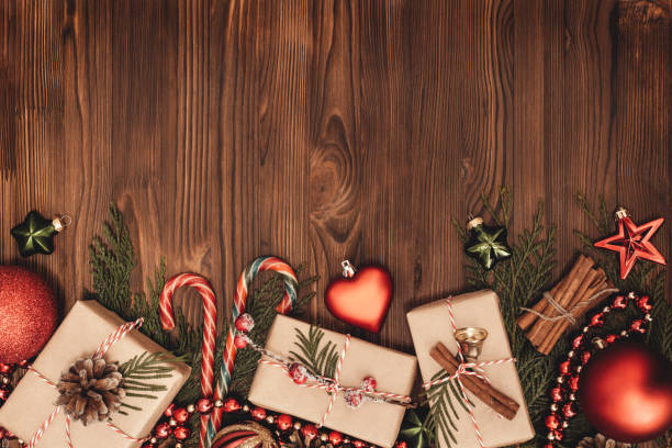 istock Christmas and New Year rustic traditional background with copy space. 1290287832