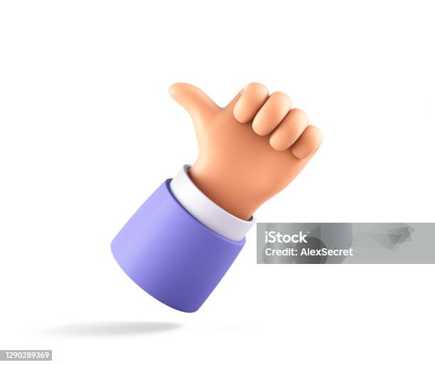 Hand With Thumbs Up Stock Photo - Download Image Now - Three Dimensional, Thumbs Up, Like Button