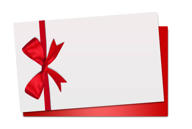 istock Gift card note with ribbon on isolated background 1290292529