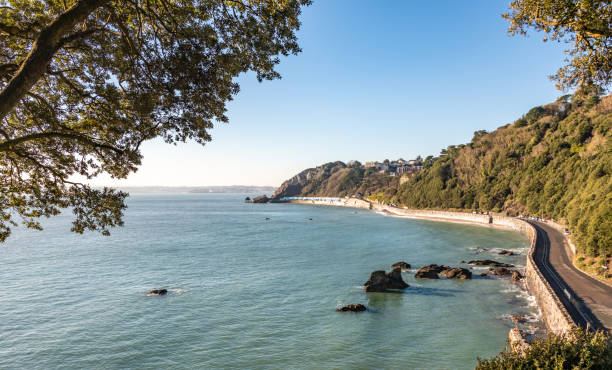 playa y costa de meadfoot en torbay - torquay fotografías e imágenes de stock