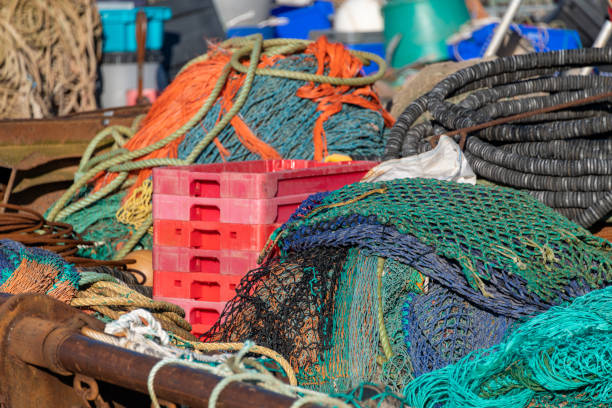 istock Fishing nets, lobster pots and trawler equipment 1290305748