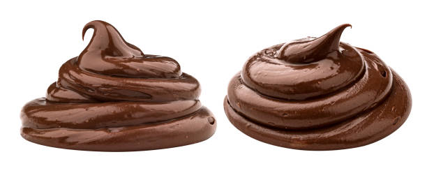 istock Swirl of chocolate cream isolated on white background 1290306563
