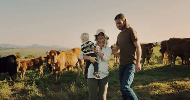 Shot of a family spending time together on their farm
