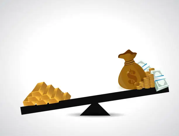 Vector illustration of Gold and money balance illustration design