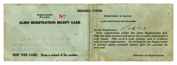 istock Seaman's Alien Registration card, 1943 1290313250