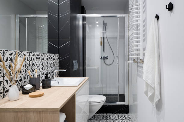 istock Functional and trendy bathroom with shower 1290313547