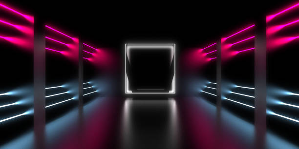 istock 3D abstract background with neon lights. neon tunnel .space construction . 3d illustration 1290314425