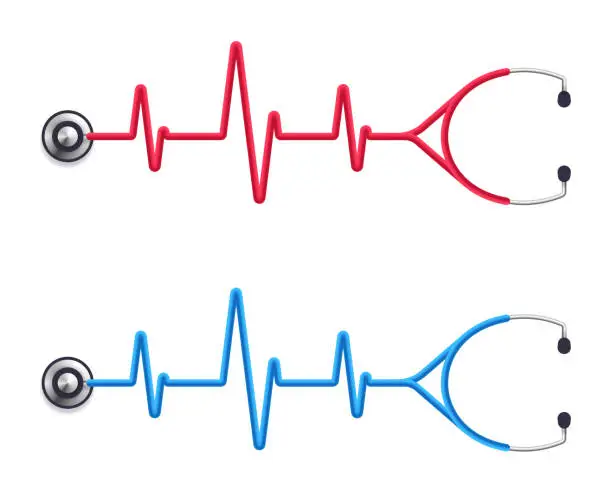 Vector illustration of Stethoscope Heart Pulse Trace