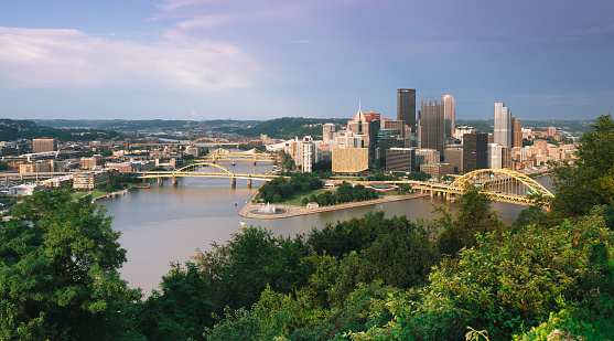 Pittsburgh downtown during sunset