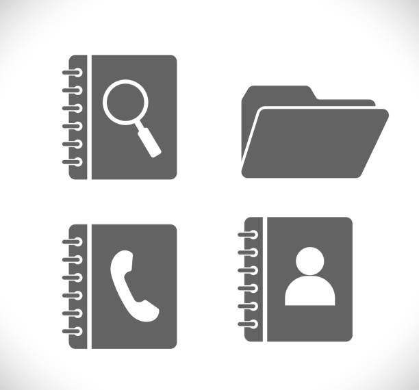 ilustrações de stock, clip art, desenhos animados e ícones de address phone book - personal organizer telephone group of objects diary