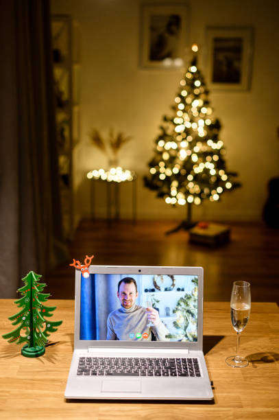 istock Video call with a guy at Christmas eve 1290328883