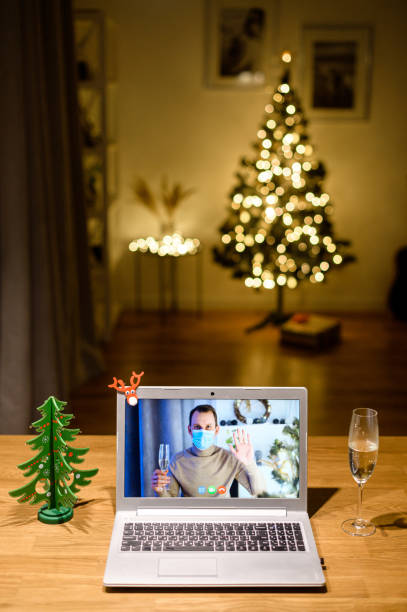 istock Video call with a guy at Christmas eve 1290328891