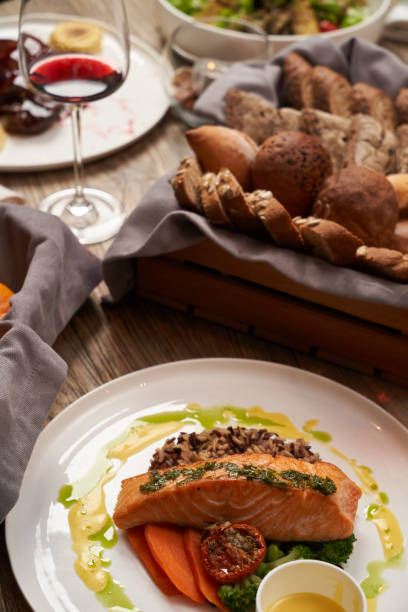 istock Christmas food table setting. Xmas and New Year dinner 1290332870