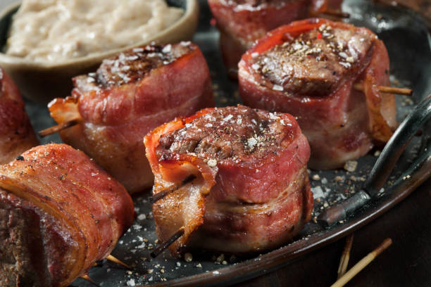 istock Bacon Wrapped Fillet Mignon Bites with a Creamy Horseradish Dip 1290335421