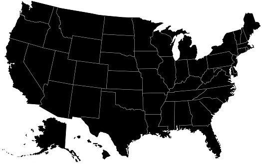 The detailed map of the USA with regions. United States of America.