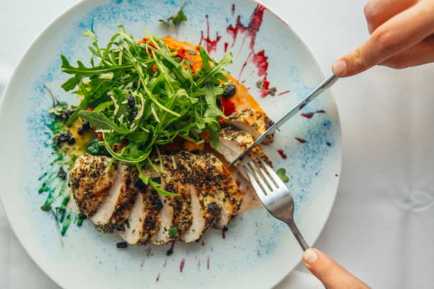 Grilled pork fillet with arugula salad