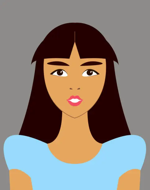 Vector illustration of portrait of a beautiful Japanese girl