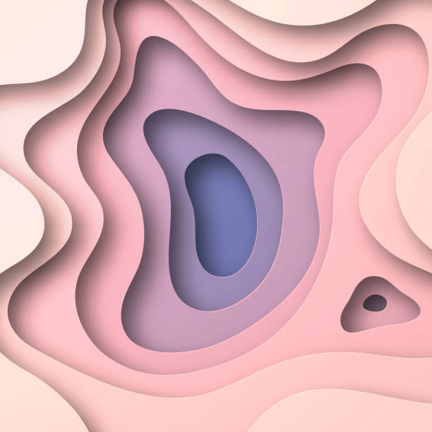 istock Paper cut background - Pink abstract wave shapes - Trendy 3D design 1290338836