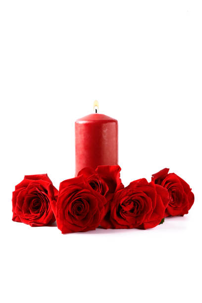 istock valentine theme,  candle and roses 1290346730