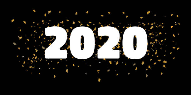 istock golden confetti on a dark background. Celebration and party. 2020 Vector illustration 1290347466