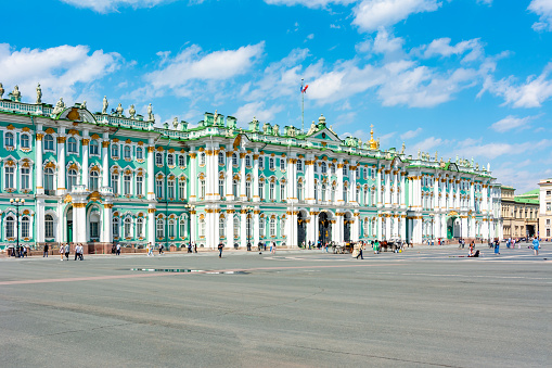 Saint Petersburg, Russia - June 2020: Winter Palace (Hermitage museum) on Palace square