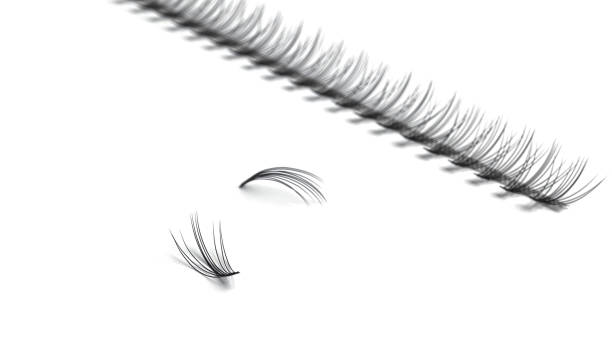 False eyelashes, bundles of eyelashes, black false eyelashes, isolated on white background False eyelashes, bundles of eyelashes, black false eyelashes, isolated on white background. High quality photo clump eyelashes stock pictures, royalty-free photos & images