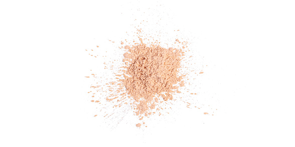 Loose cosmetic powder on white background. High quality photo