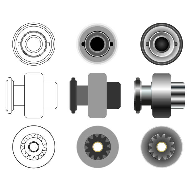 기어 벤딕스 드라이브 의 자동차 스타터 모터. - piston engine ball bearing work tool stock illustrations