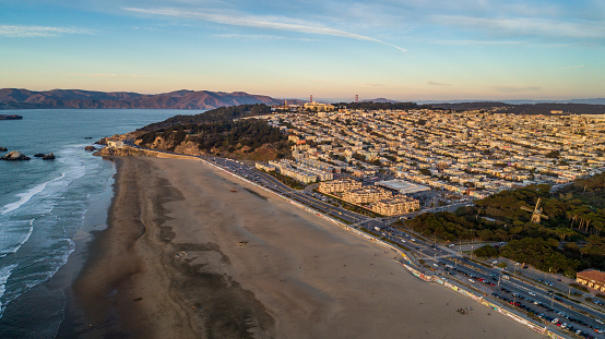 High quality aerial photos of San Francisco's Golden Gate Park and Ocean Beach.