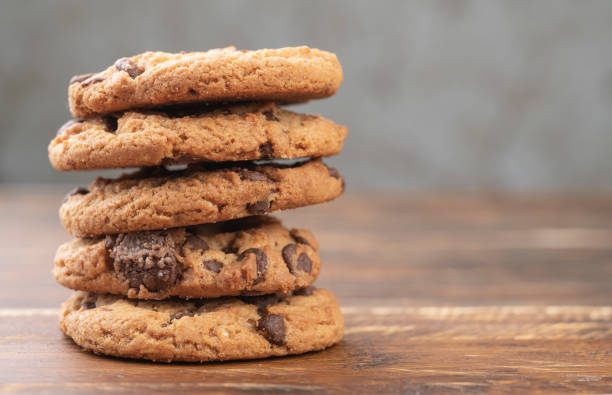 istock Pile of chocolate chip cookies with copy space 1290358362