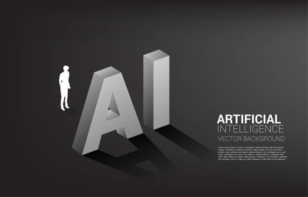 istock Silhouette of businessman standing with AI text 3D. 1290369161