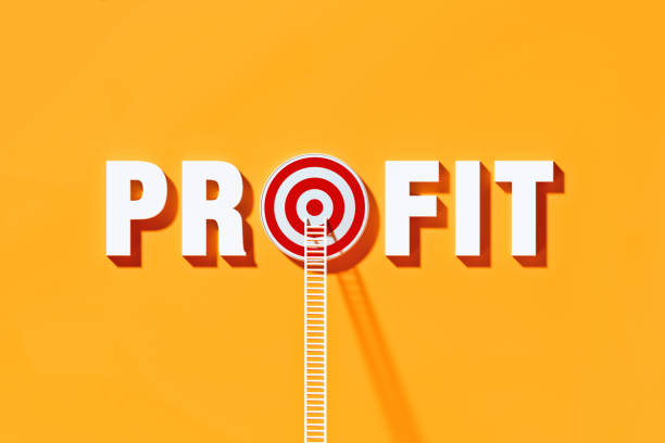 istock White Ladders Leaning on Profit Written  Bull's Eye Target on Yellow Wall 1290370919