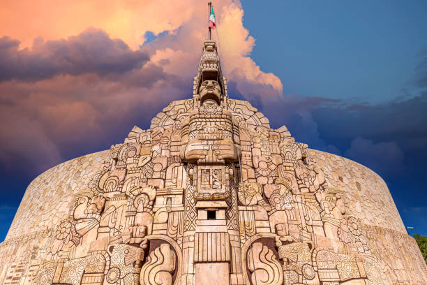 Merida, an iconic Homeland Monument Monumento a la Patria located at the runabout of Paseo de Montejo Merida, an iconic Homeland Monument Monumento a la Patria located at the runabout of Paseo de Montejo. yucatan photos stock pictures, royalty-free photos & images