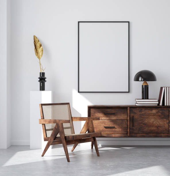 istock Mockup poster frame in minimalist modern interior background 1290373045