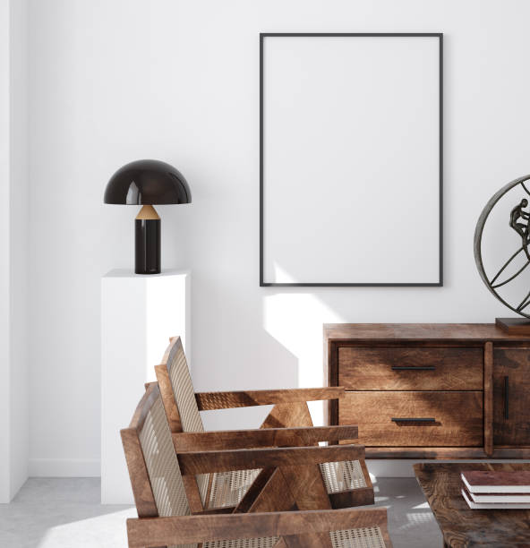 istock Mockup poster frame in minimalist modern interior background 1290373047