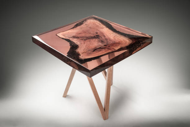 small resin and wood table modern, elegant and unique small resin and wood table, studio rosin stock pictures, royalty-free photos & images