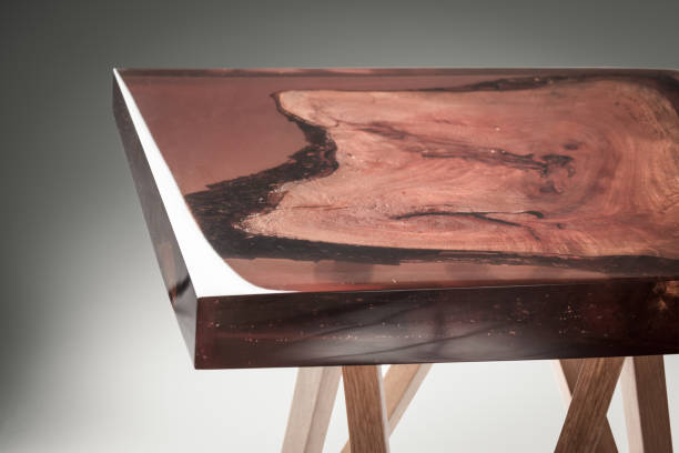 unique resin and wood table, studio close up, elegant and unique resin and wood table, studio rosin stock pictures, royalty-free photos & images