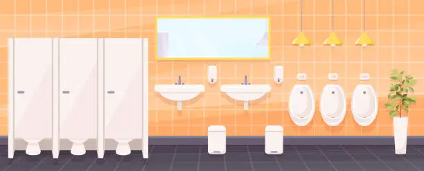 Vector illustration of Public toilet for men