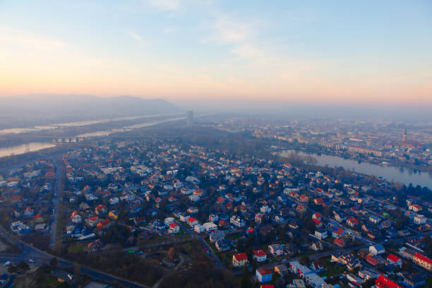 istock Viennese surroundings in the evening with Danube river 1290383736