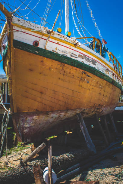 istock Old boats at shipyard in Chios Island 1290384345