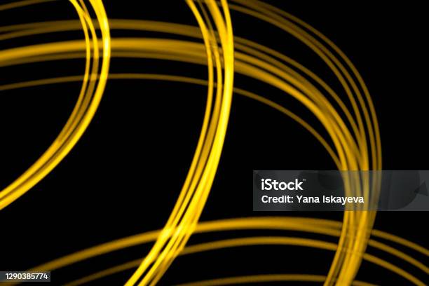 Abstract Illuminating Yellow Lights Stock Photo - Download Image Now - Amber Light, Neon Lighting, Gold - Metal