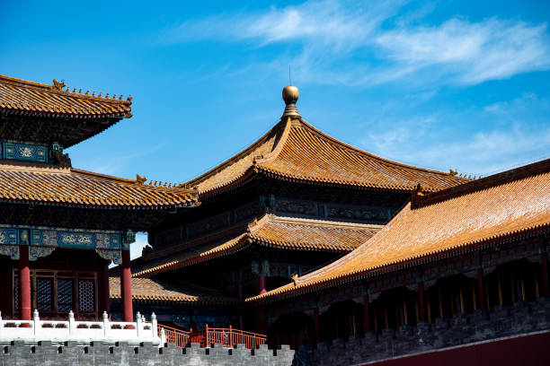 istock Pagoda with two layers of a gold tiled roof 1290393374